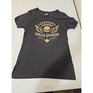 Harley-Davidson Women's Metallic Phantom Medium Scoop Neck Tee Black(1510